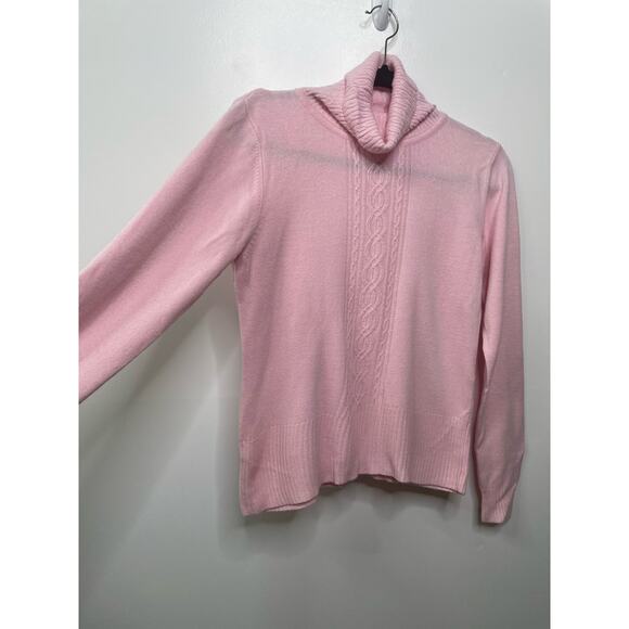 Dressbarn Pastel Pink Turtleneck Knit Pullover Sweater Med Petite Light Academia - Picture 3 of 8